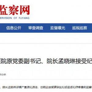 阜陽市第五人民醫(yī)院原黨委副書記、院長孟曉琳被查！